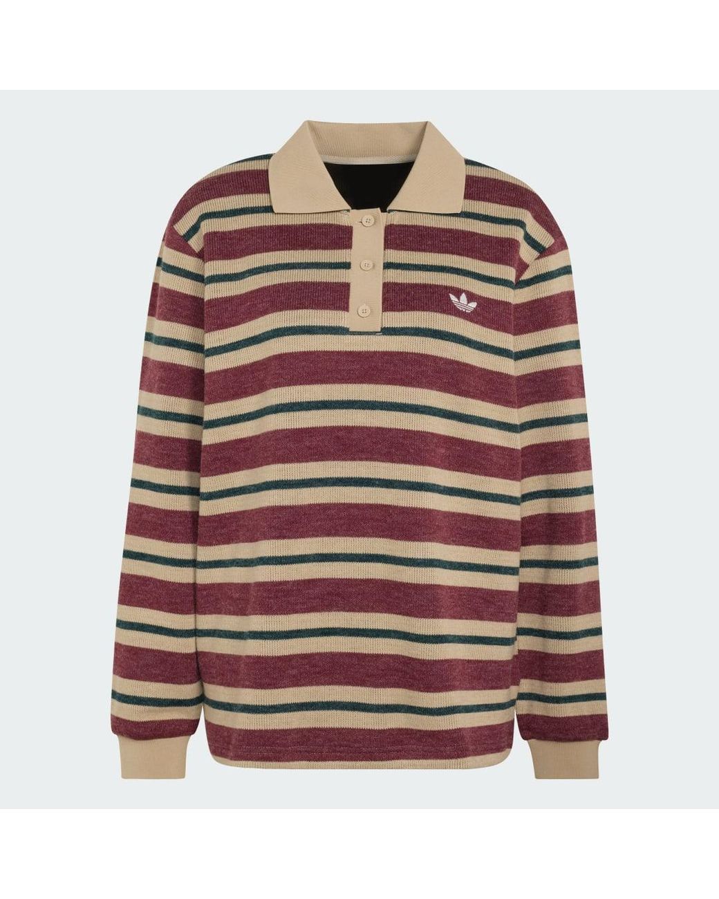Adidas Brown Stripe Knitted Polo Top
