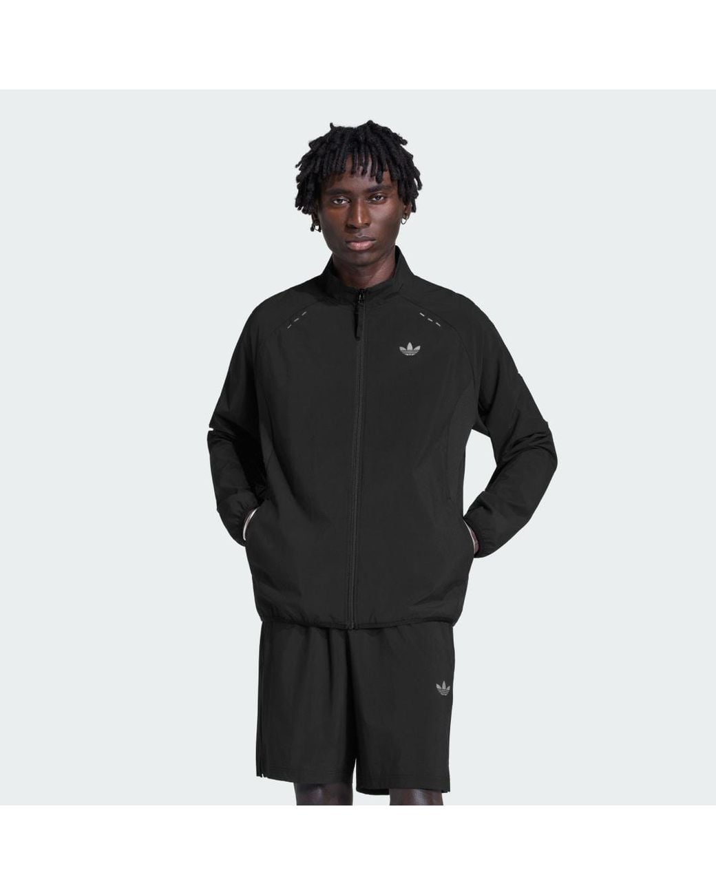 Adidas Black Sweatshirt Adidas Tech Trefoil Essentials Fz Hood Track Top for men