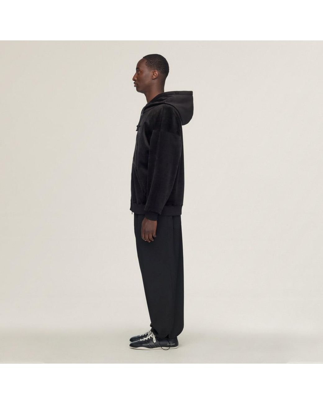 Adidas Black Y-3 Velvet Corduroy Zip Hoodie