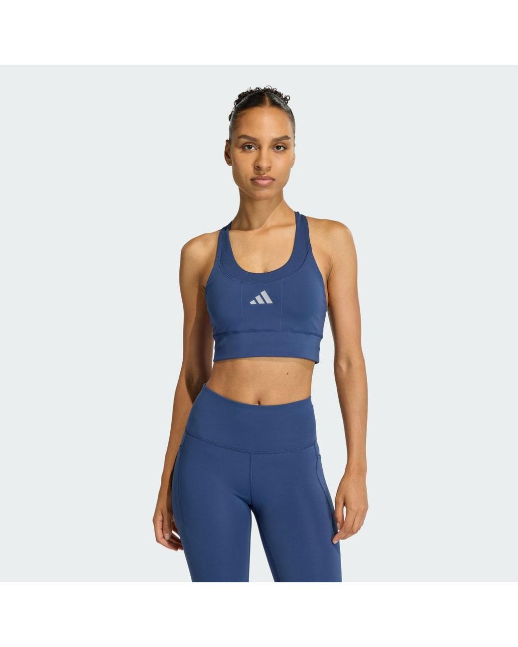 Adidas Blue Adi365 Running Pocket Medium Support Bra
