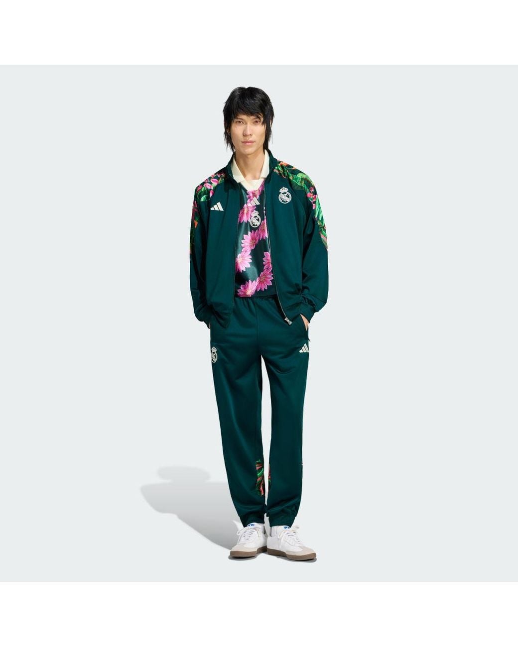 Adidas Green Real Madrid Farm Track Tracksuit Bottoms for men