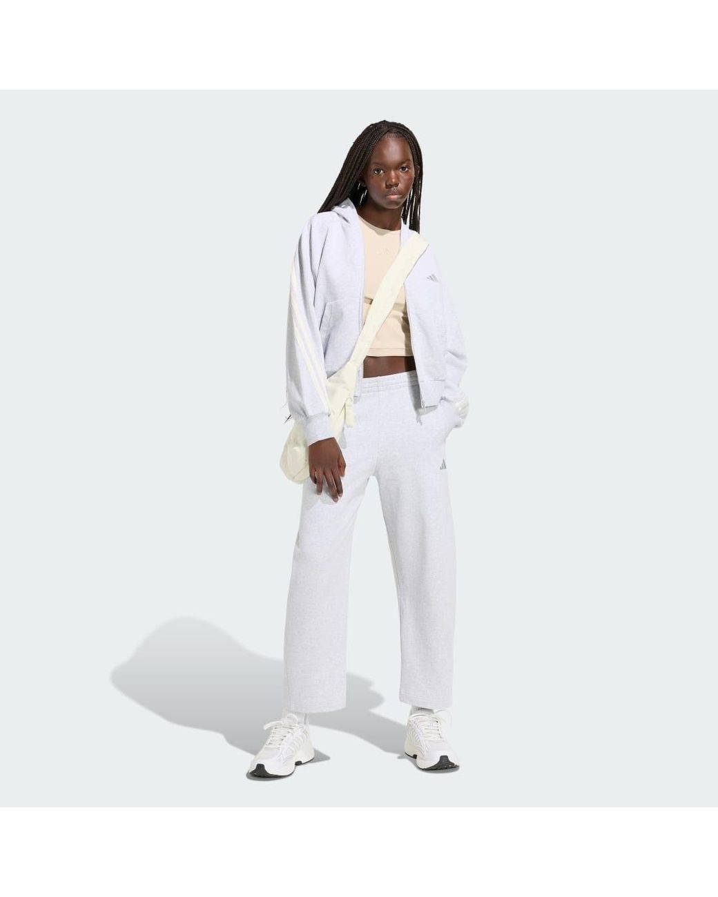 Adidas White Kit 3-Stripes Full Zip Hoodie