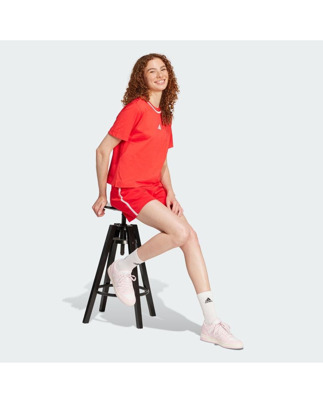 Adidas Red Essentials Color Pop French Terry Shorts