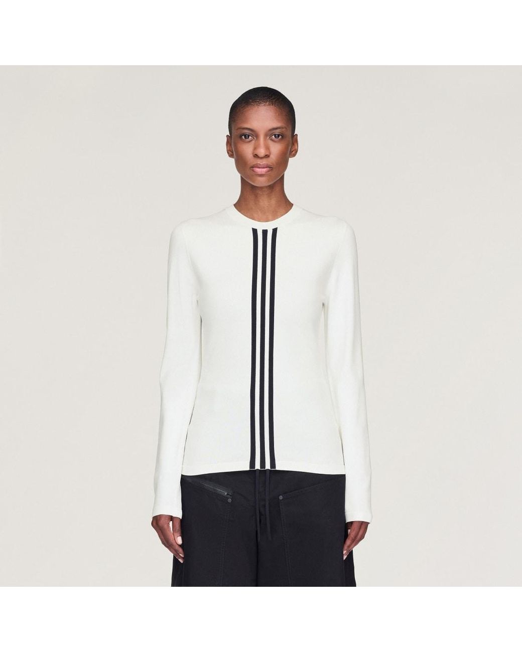 Adidas White Y-3 3-Stripes Long Sleeve Long-Sleeve Top