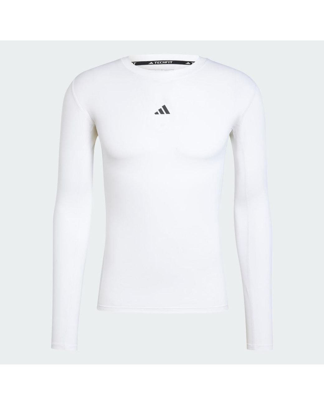 Adidas White Techfit Compression Training Long Sleeve Long-Sleeve Top for men