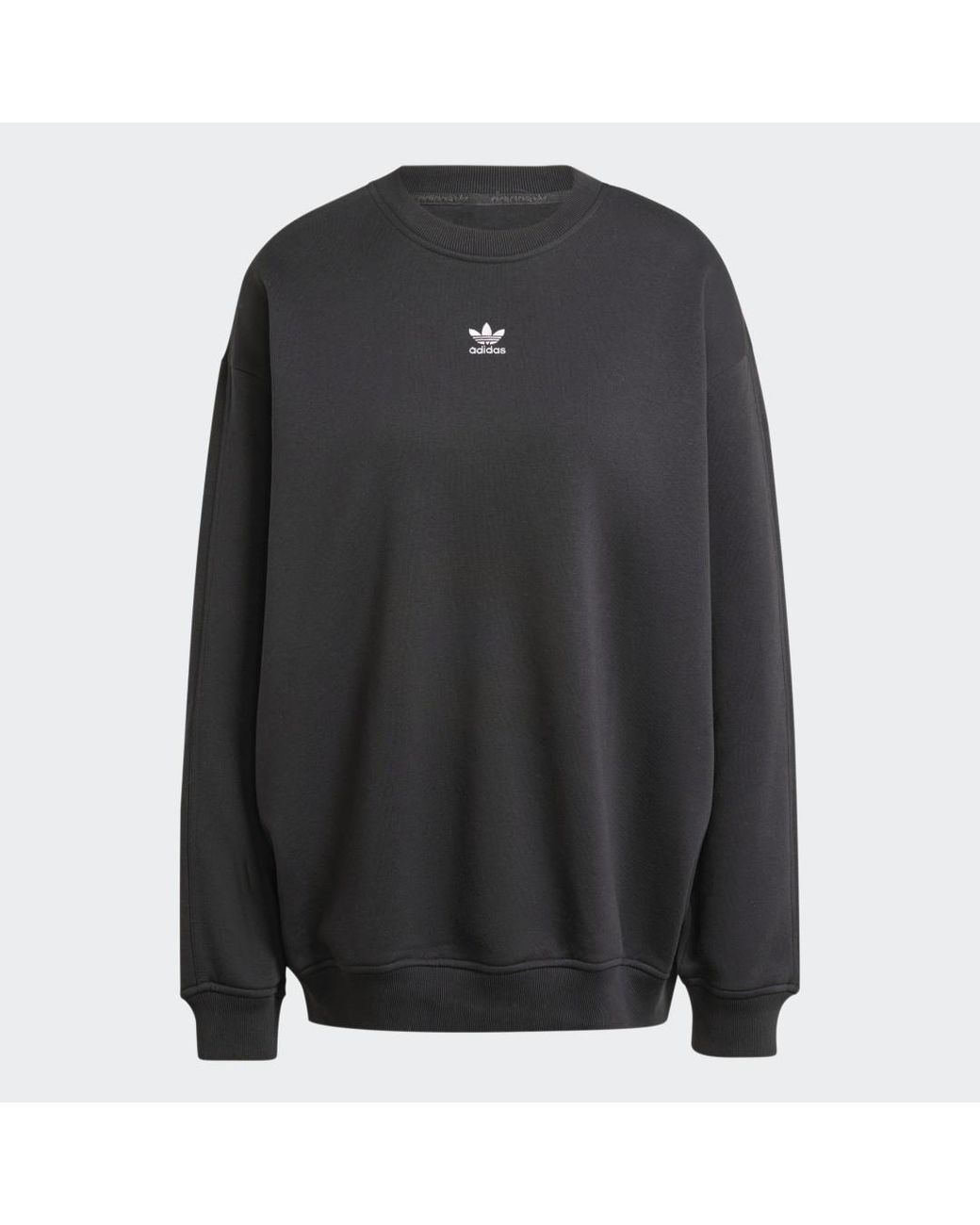Adidas Black Essentials Fleece Long Oversized Crew Sweatshirt