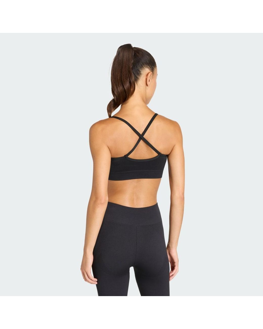 Adidas Black Workout Essentials Knit Light Support Padded Bra