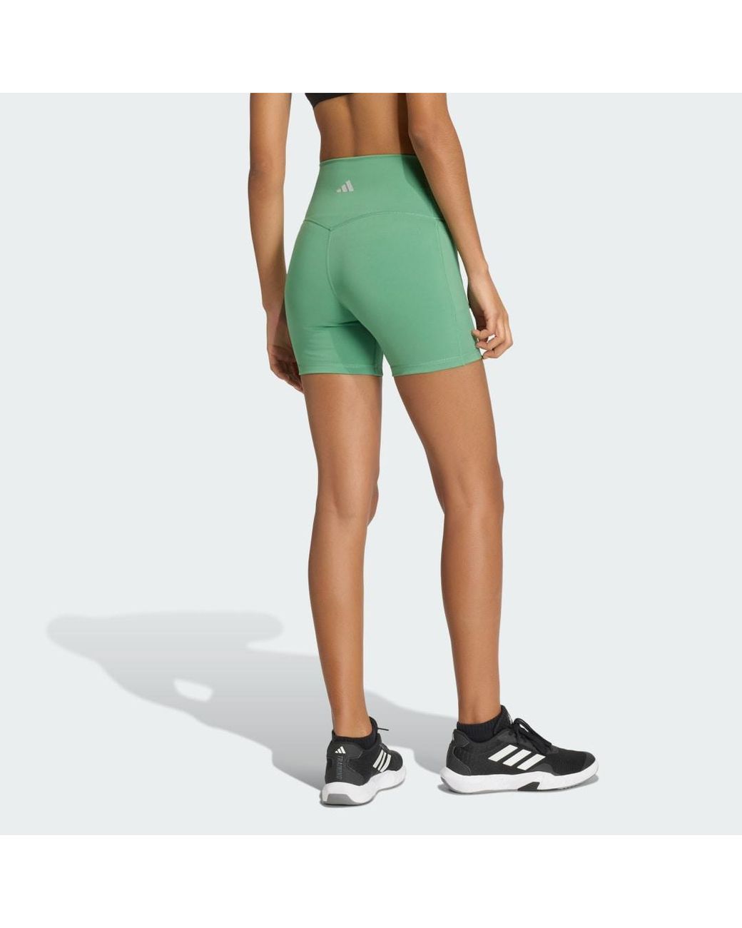 Adidas Green 3 Stripes Studio All Me Booty Short Leggings