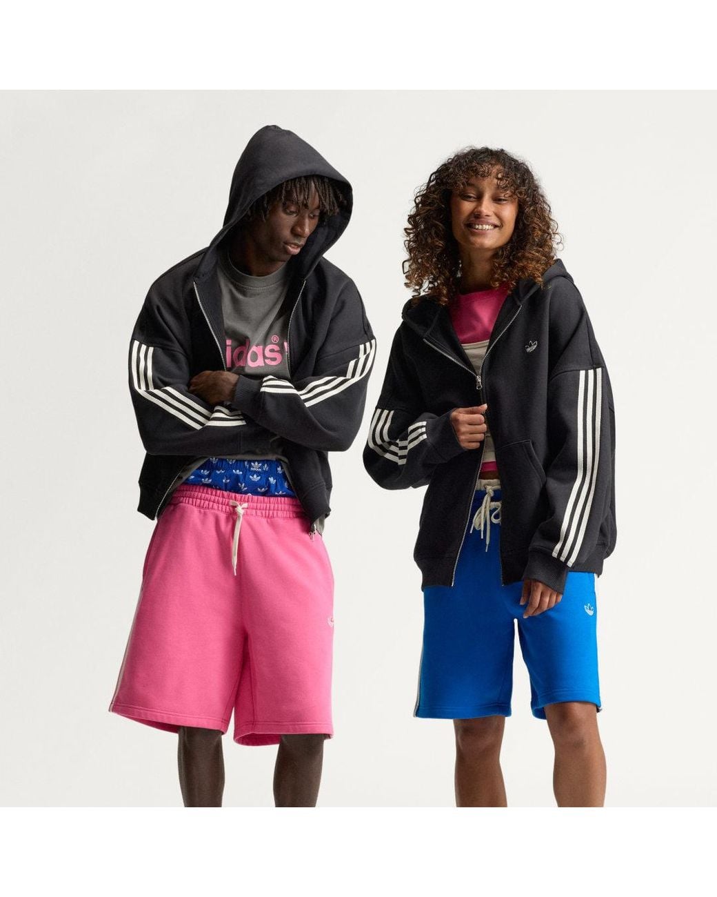 Adidas Pink Adisignature 3 Stripes Full Zip Hoodie