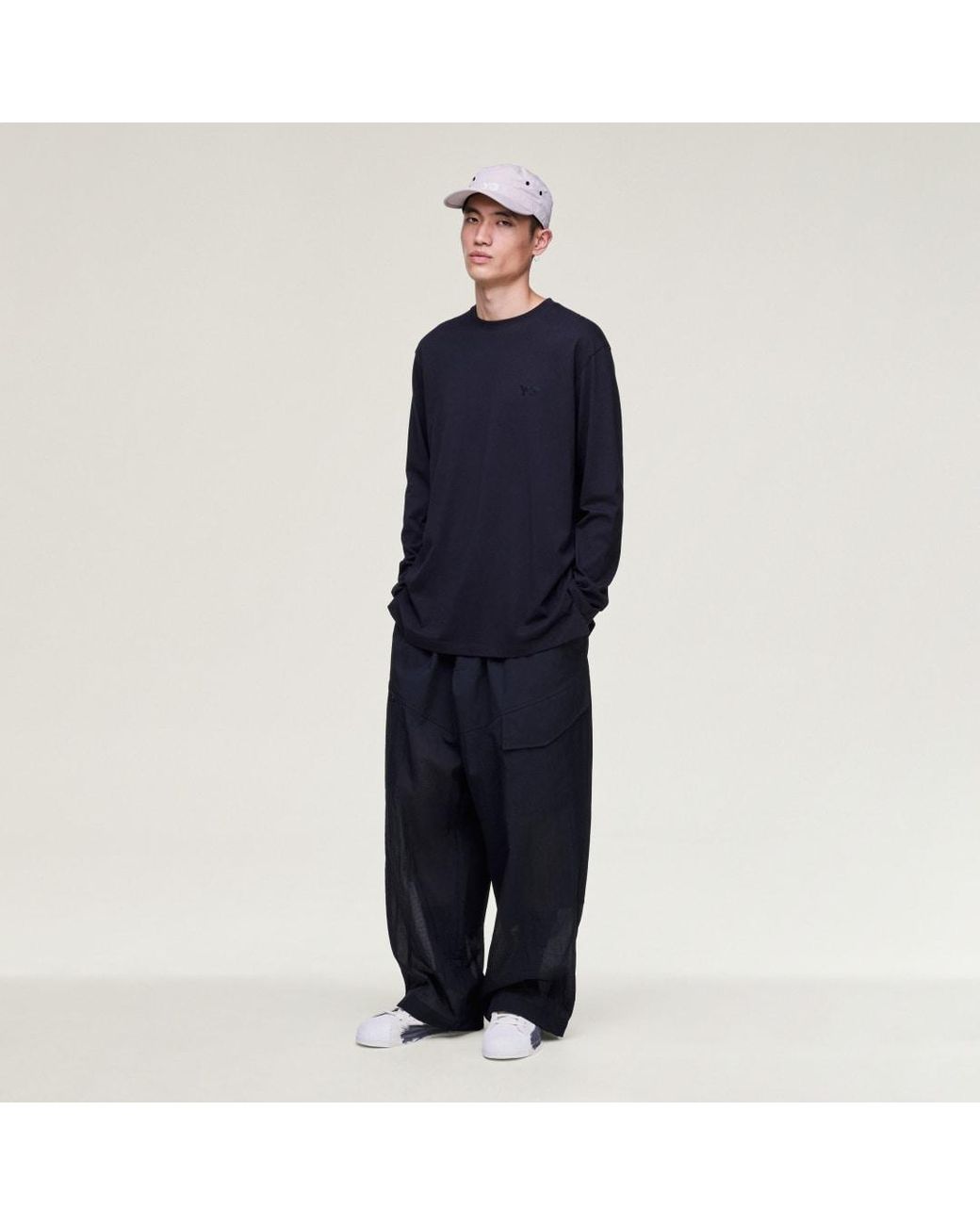Adidas Blue Y-3 Logo Long Sleeve Long-Sleeve Top