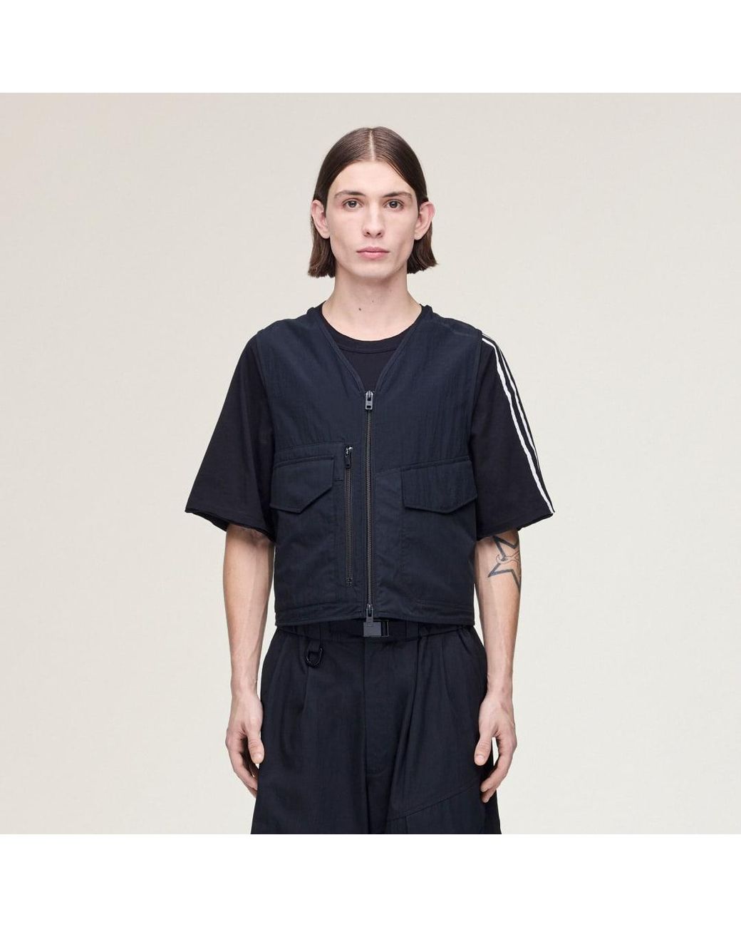 Adidas Blue Y-3 Tactical Utility Vest for men