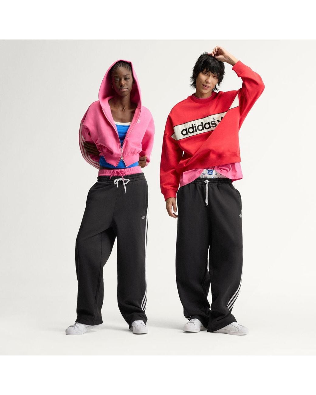 Adidas Red Adisignature 3 Stripes Open Hem Sweatpants
