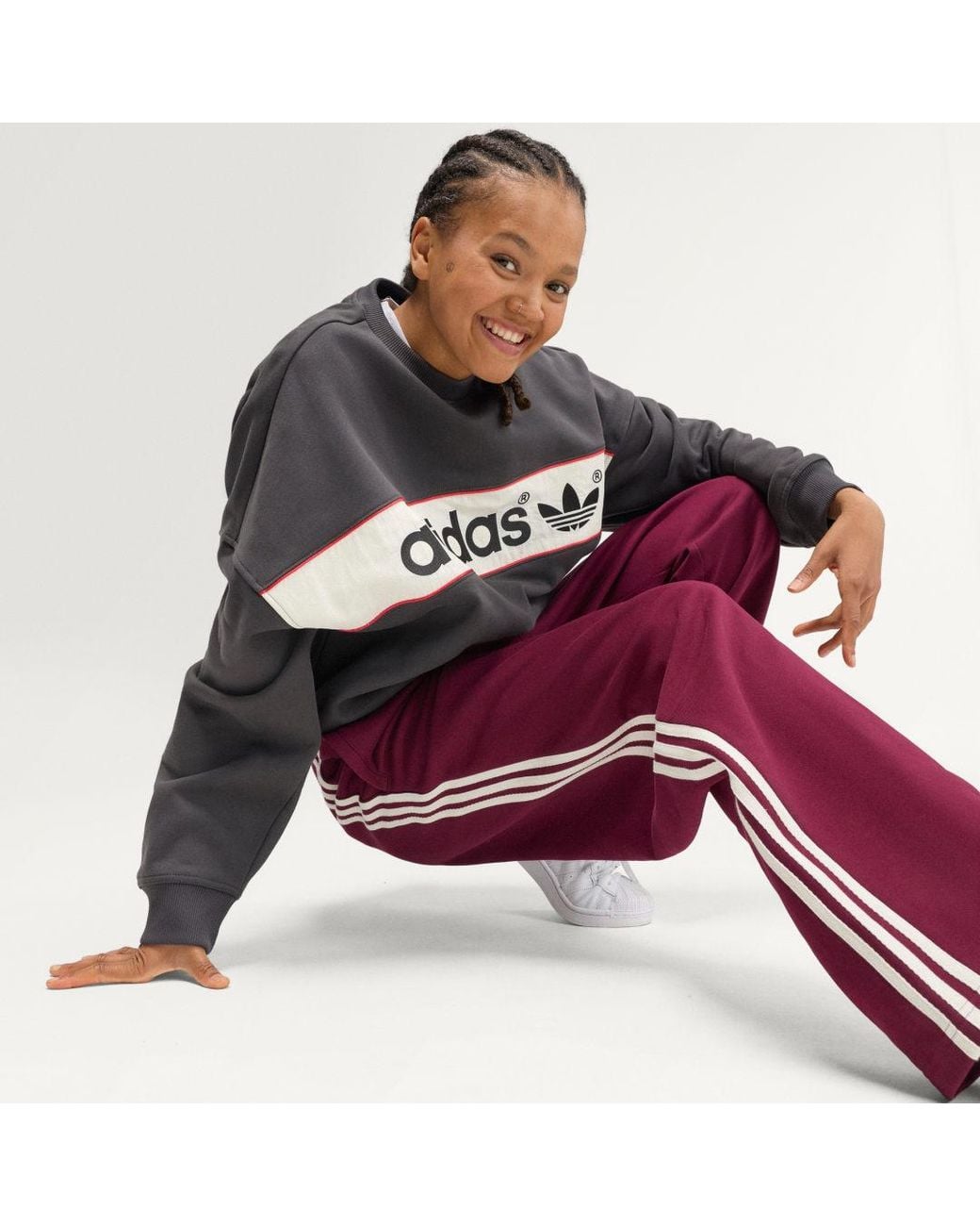 Adidas Purple Adisignature 3 Stripes Open Hem Sweatpants