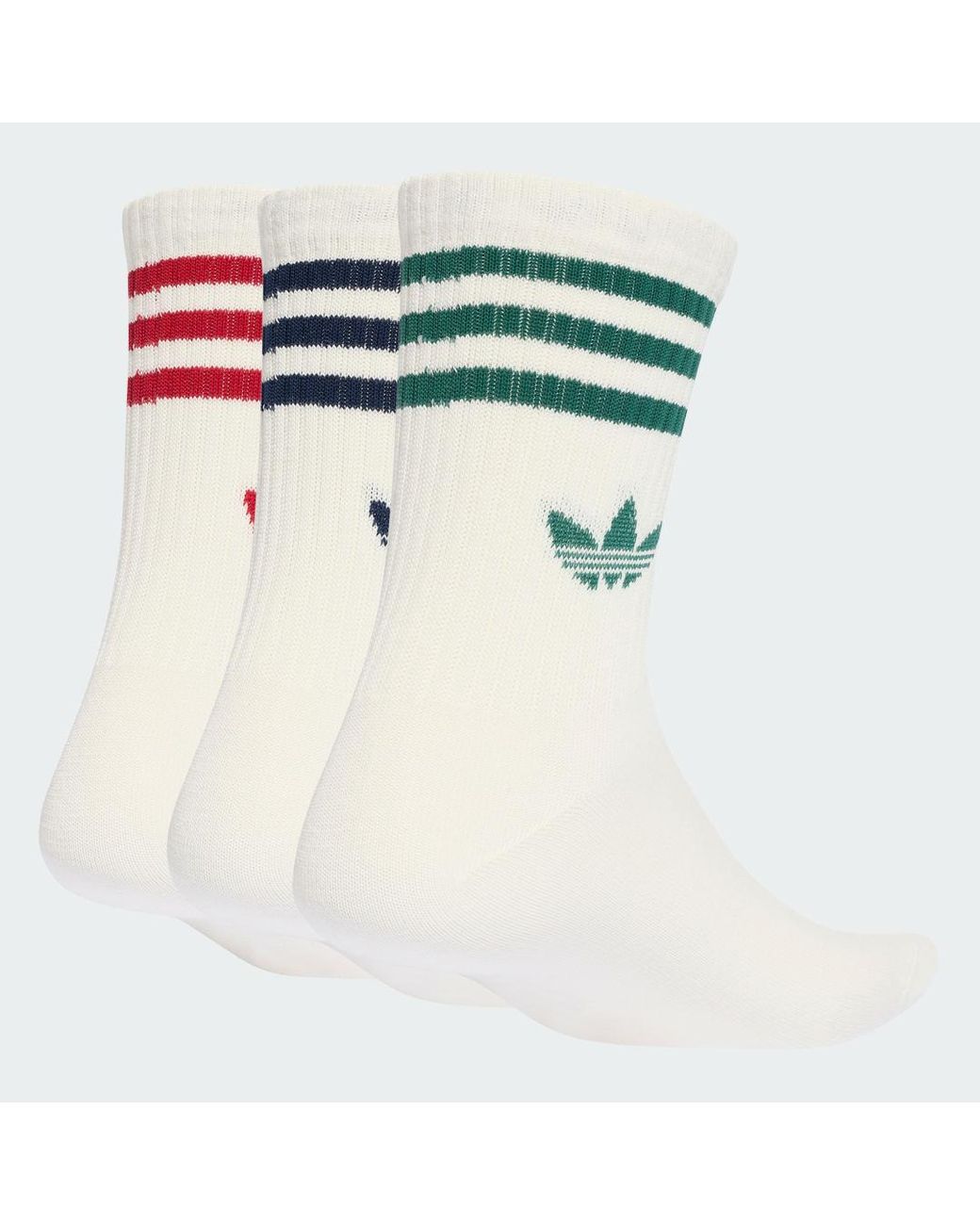 Adidas White 3-Stripes Crew Socks 3 Pairs