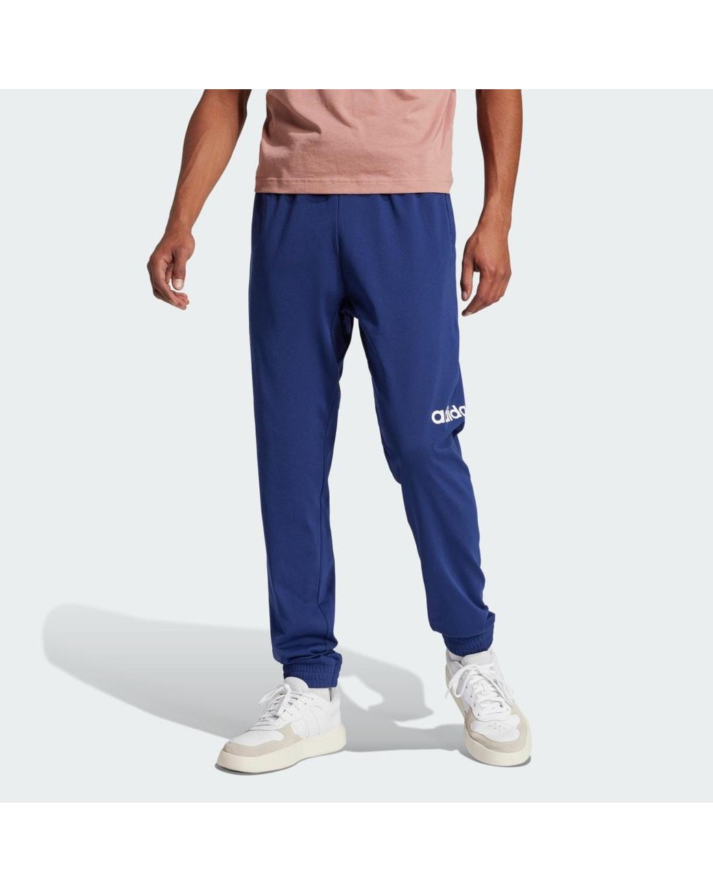 Adidas Blue Essentials Linear Single Jersey Joggers for men