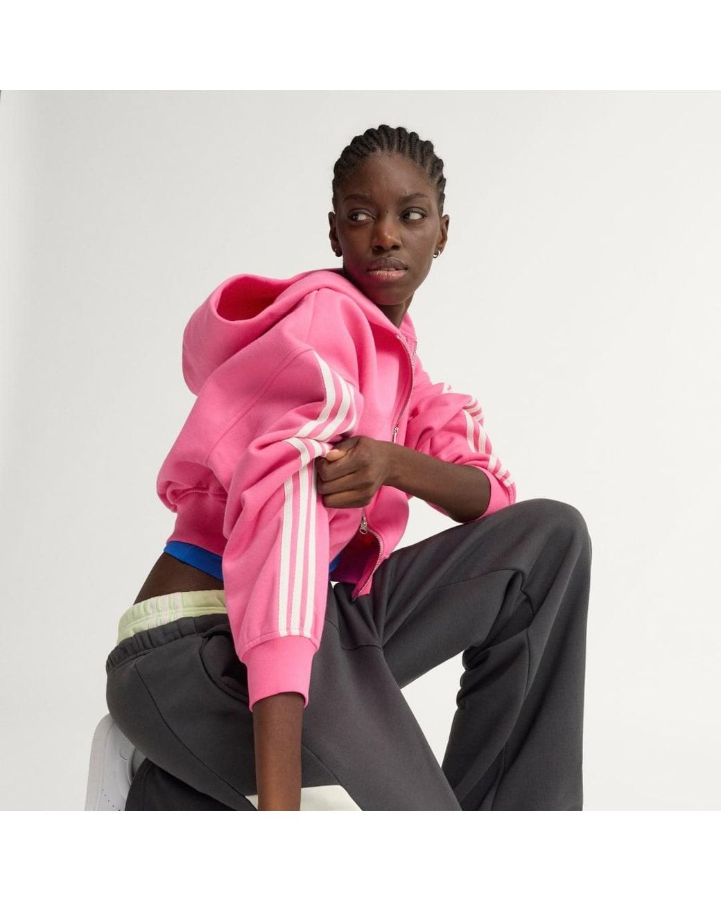 Adidas Red Adisignature 3 Stripes Full Zip Hoodie