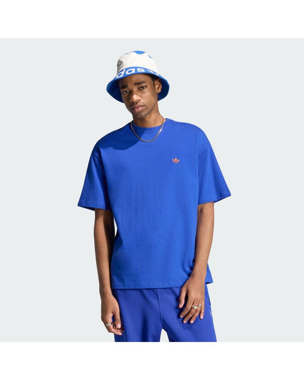 Adidas Originals Blue Trefoil Essentials Loose T-Shirt for men