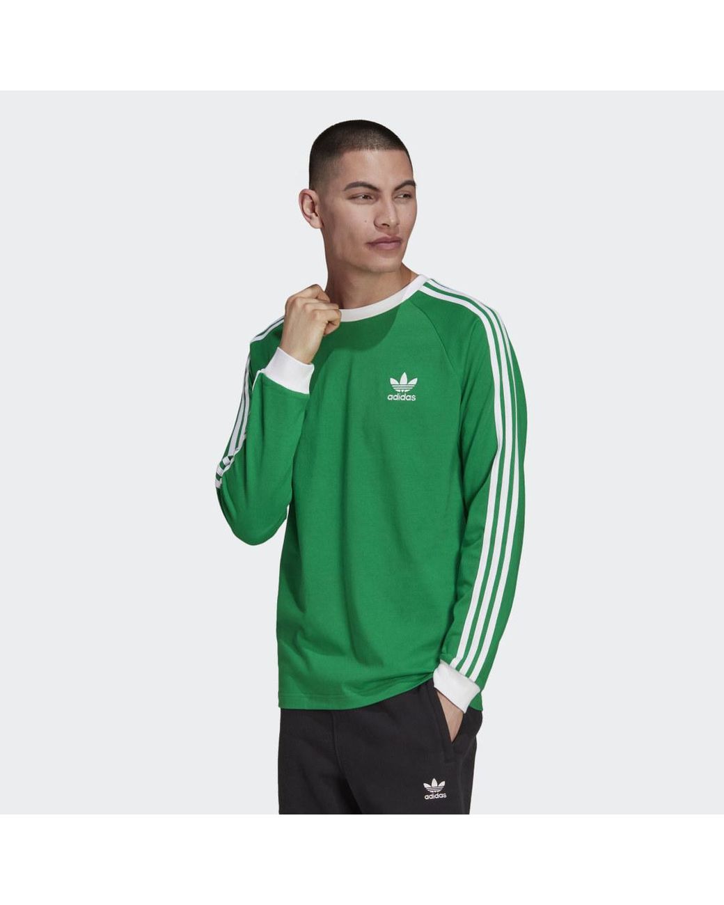 de acuerdo a Yogur vena Camiseta manga larga Adicolor Classics 3 bandas adidas de hombre de color  Verde | Lyst