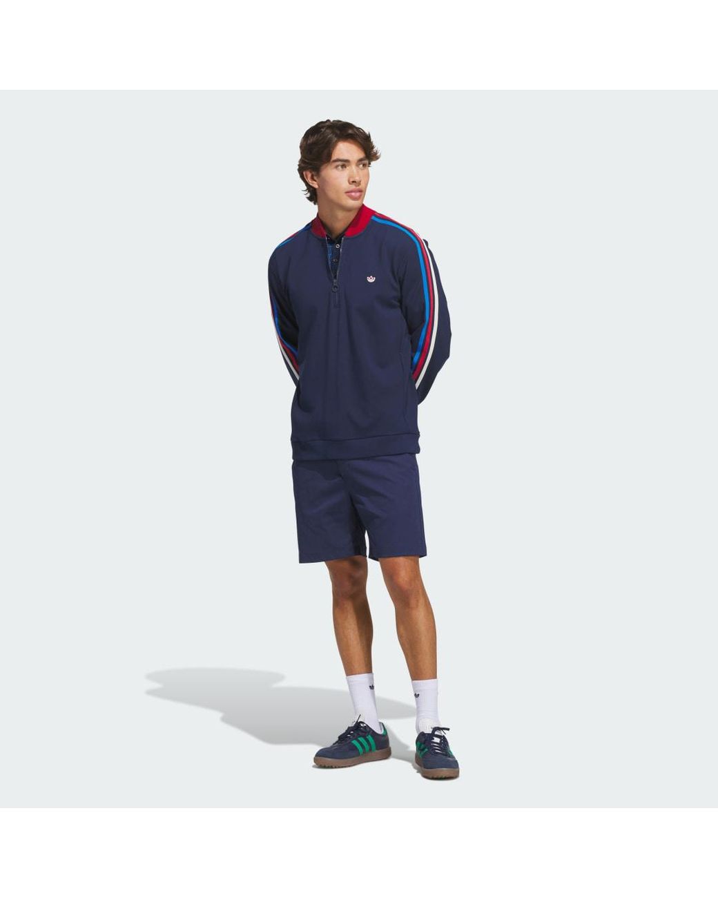 Adidas Blue Originals 3-Stripe Half-Zip Sweatshirt for men
