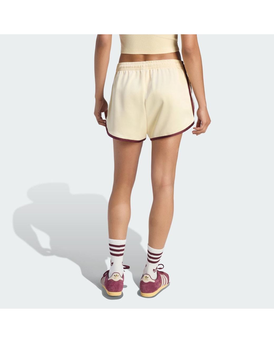 Adidas White Satin 3S Sprinter Shorts