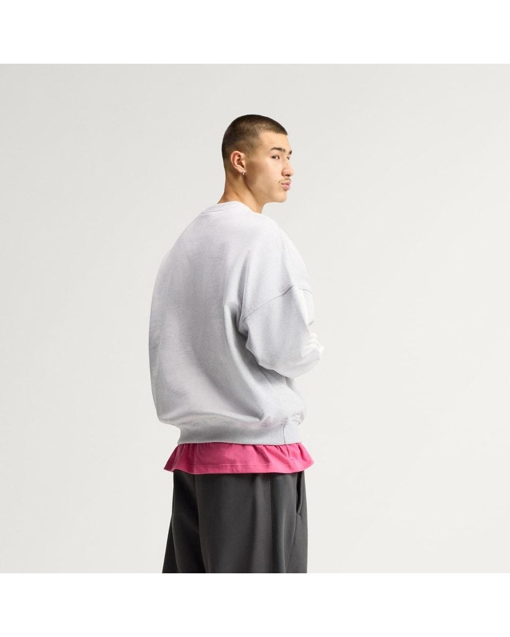Adidas White Adisignature 3 Stripes Crewneck Sweatshirt