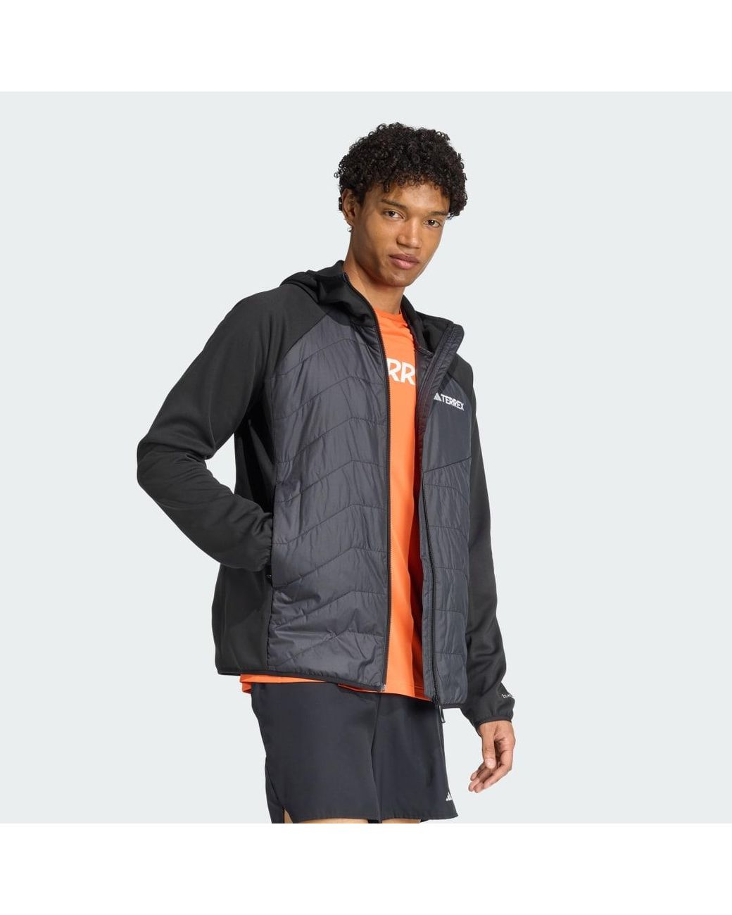 Adidas Gray Terrex Multi Climawarm Insulated Hybrid Hooded Jacket for men