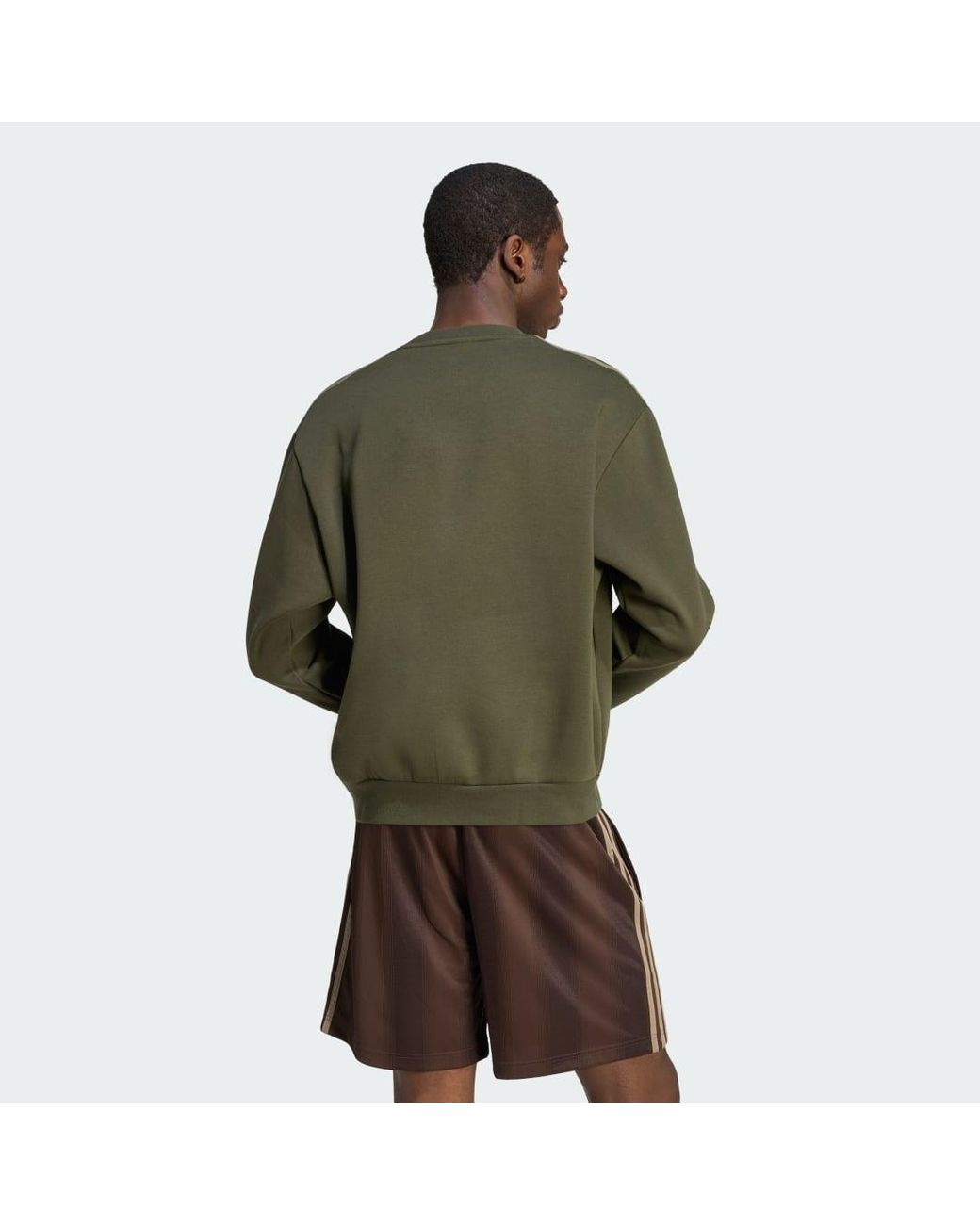 Adidas Green Adicolor 3-Stripes Oversized Crewneck for men