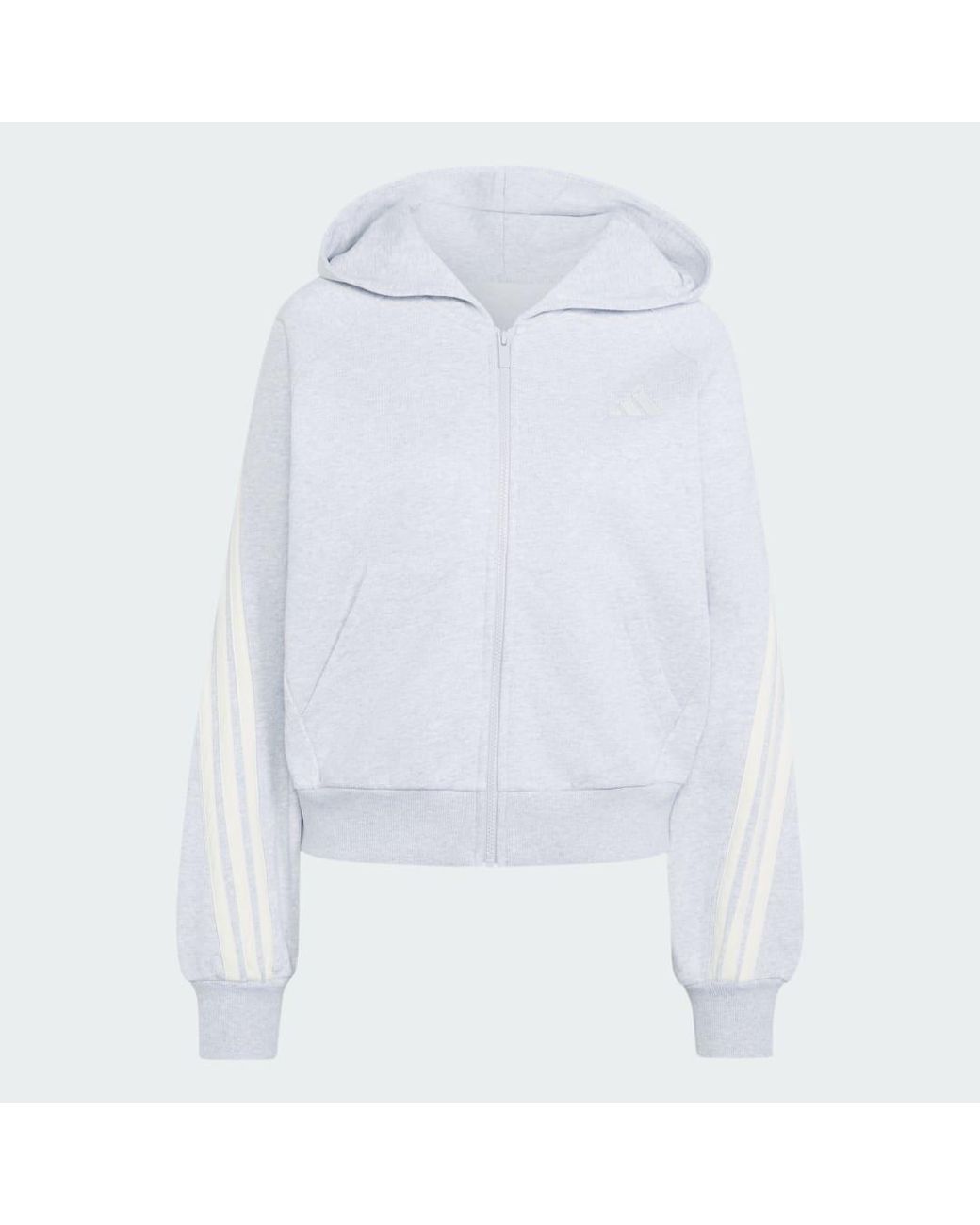 Adidas White Kit 3-Stripes Full Zip Hoodie
