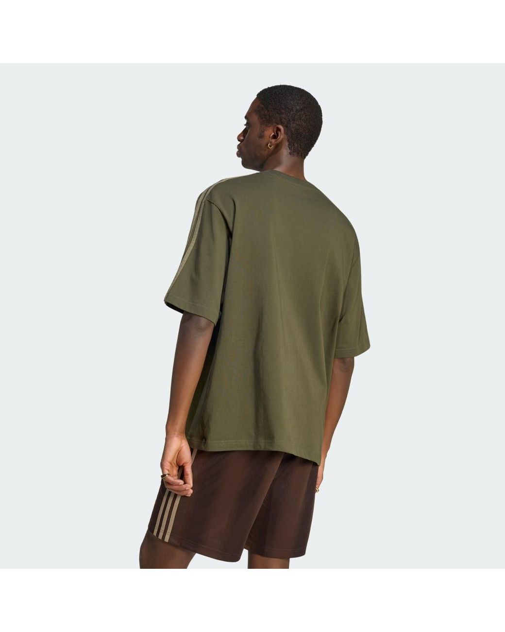 Adidas Green Adicolor 3-Stripes Oversized T-Shirt for men