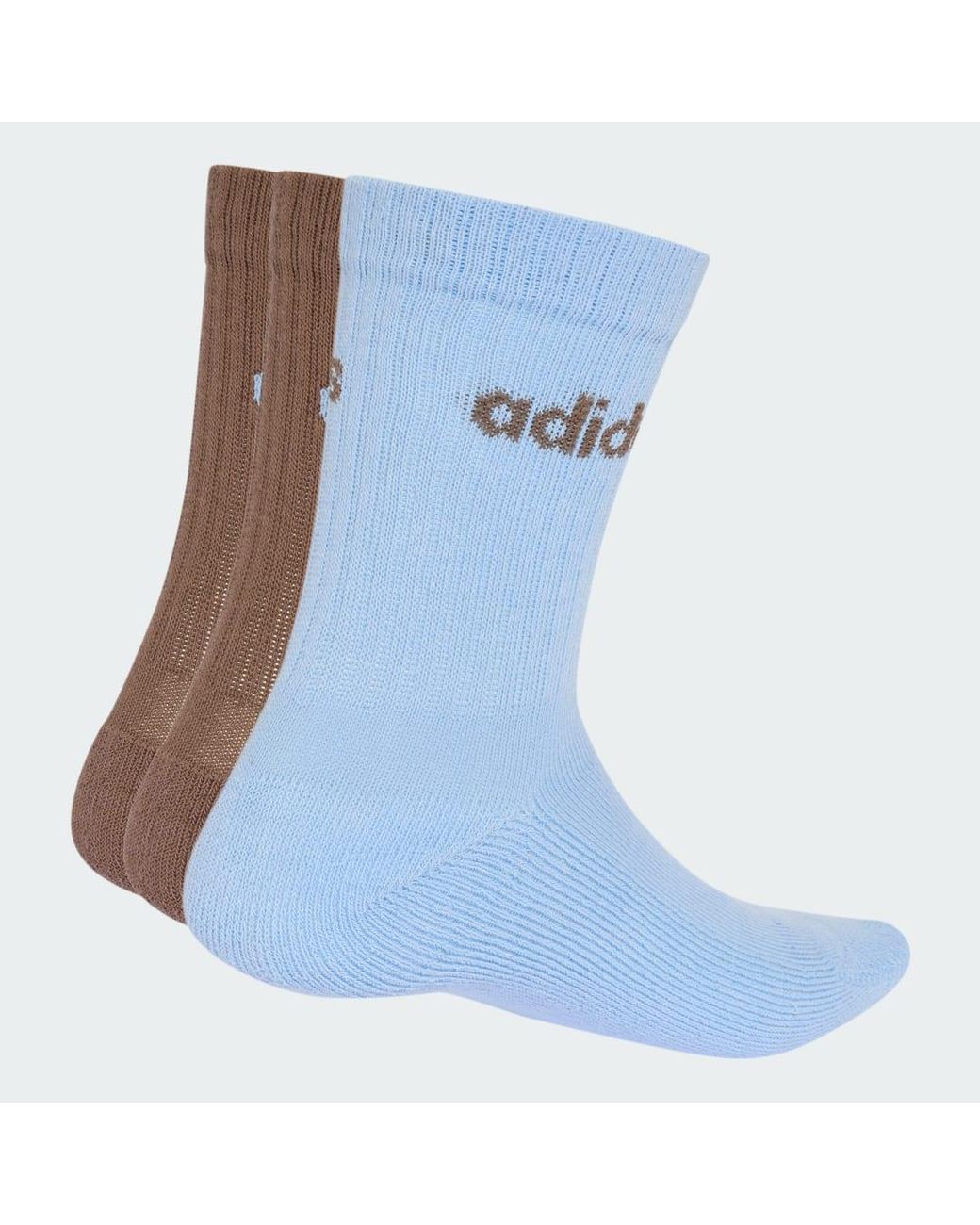Adidas Blue Linear Crew Cushioned Socks 3 Pairs