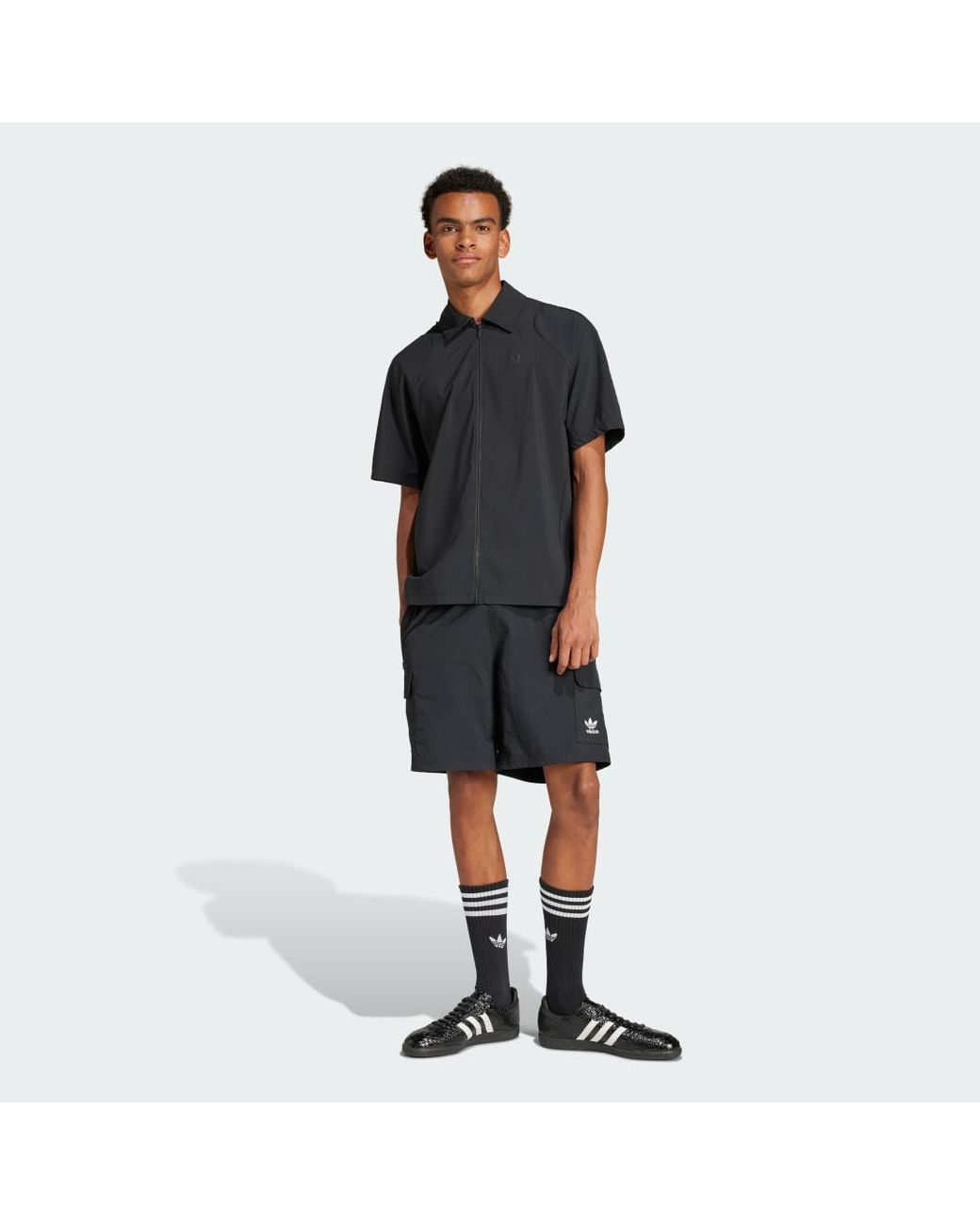 Adidas Black Trefoil Essentials Woven Cargo Shorts for men