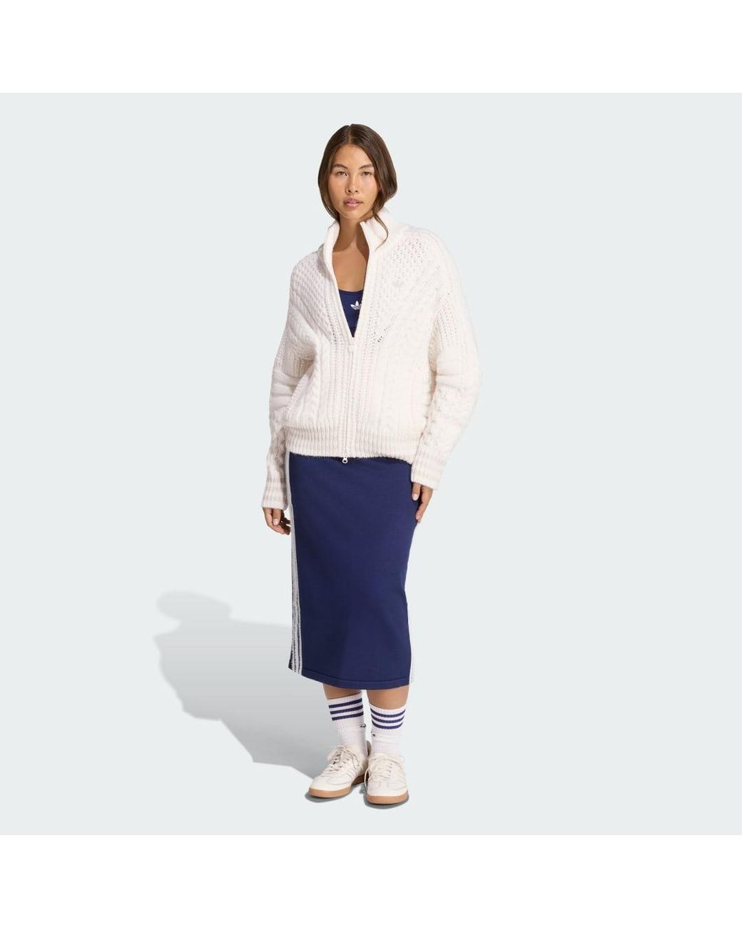 Adidas White Cable Knit Firebird Track Top