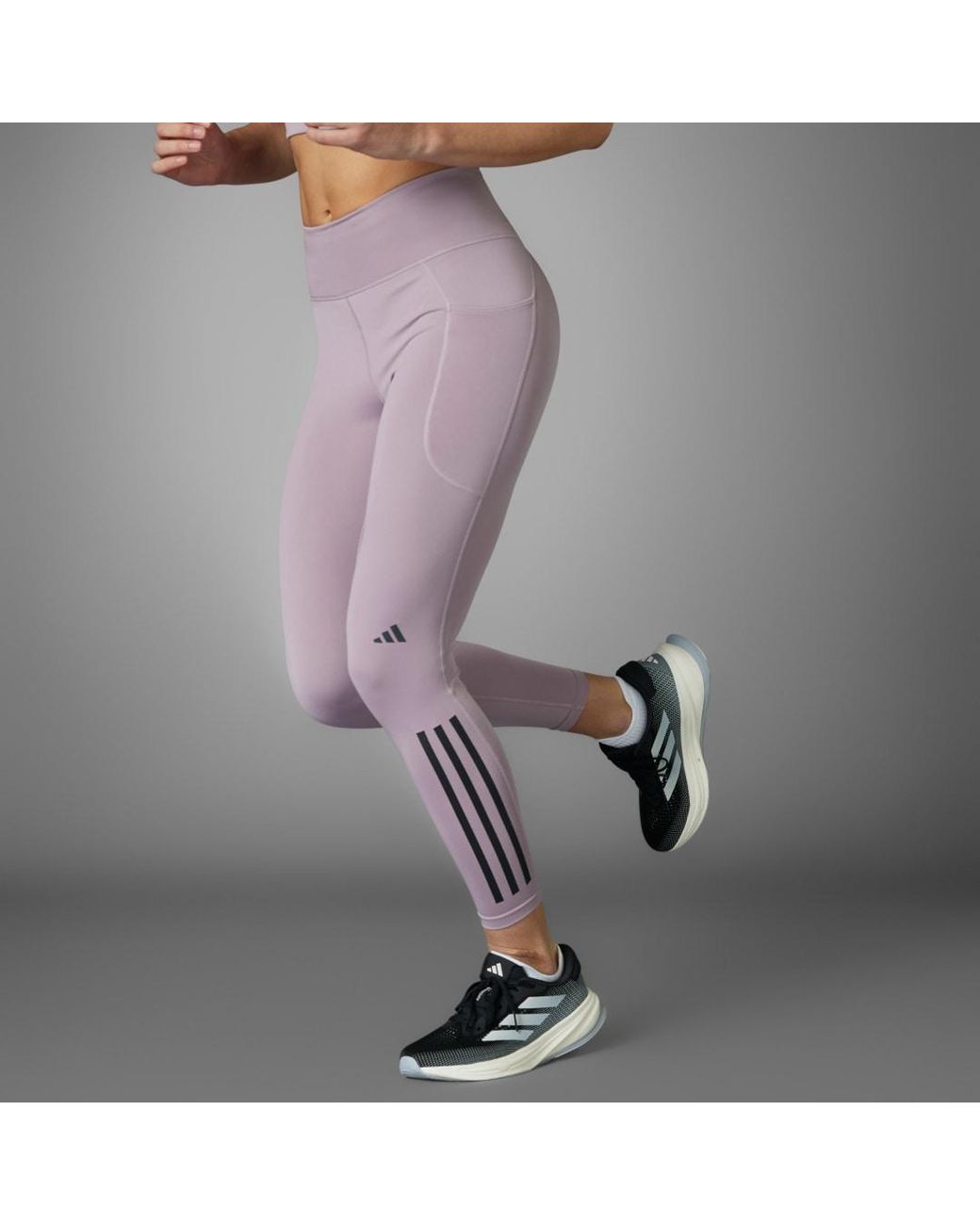 Adidas Gray Dailyrun 3-Stripes 7/8 Leggings