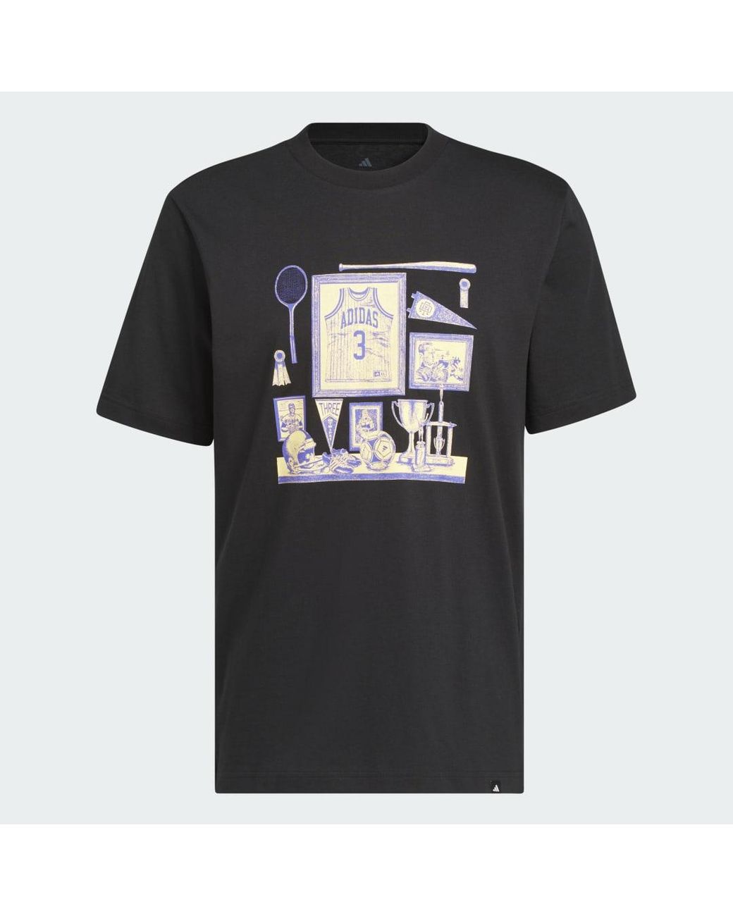 Adidas Black Sports Bar Memorabilia Graphic T-Shirt for men