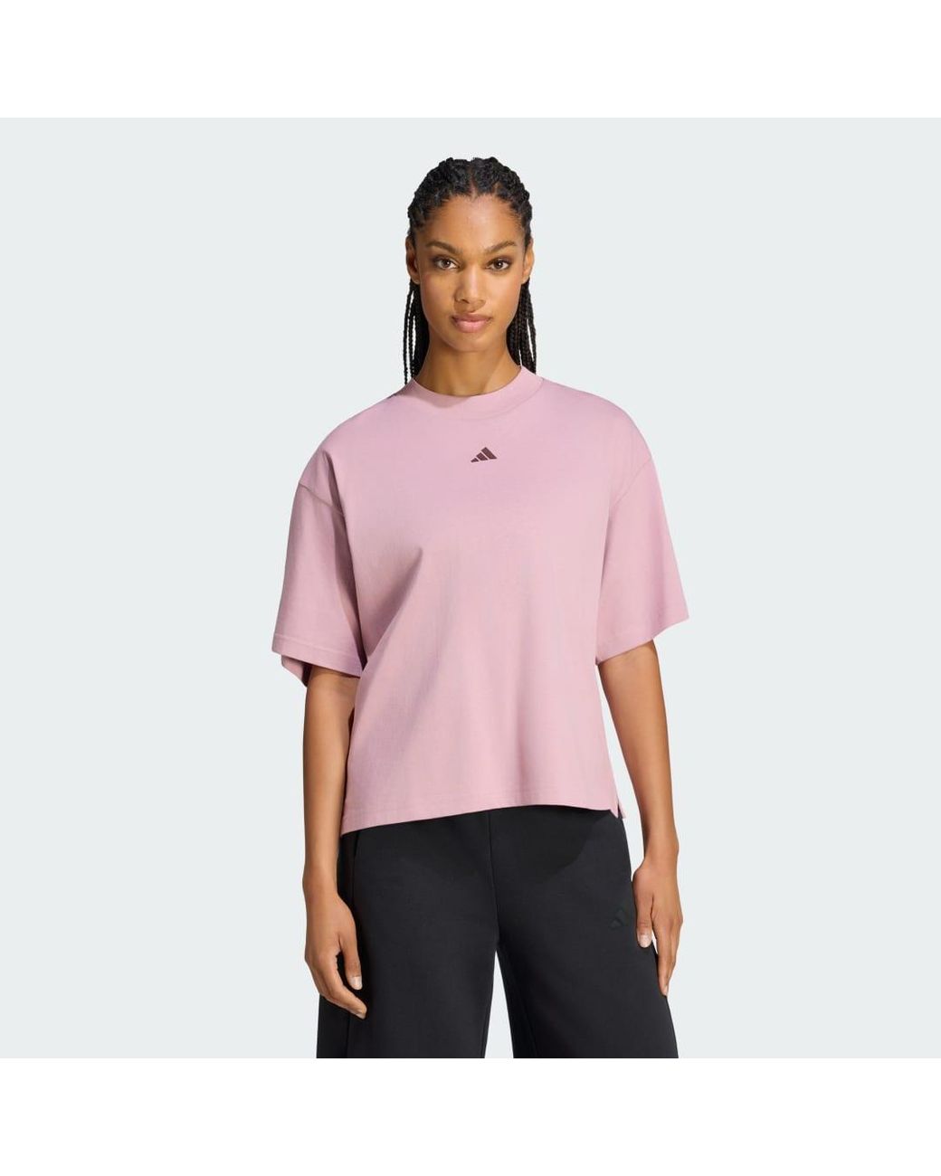 Adidas Red 3-Stripes Studio T-Shirt