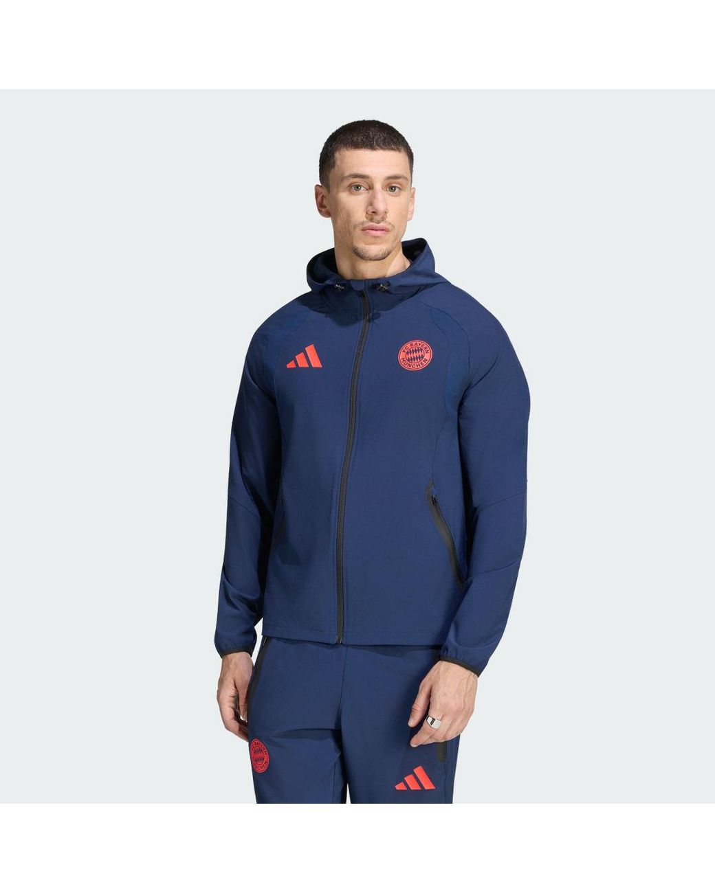 Adidas Blue Fc Bayern Muenchen Tiro Travel Windbreaker for men