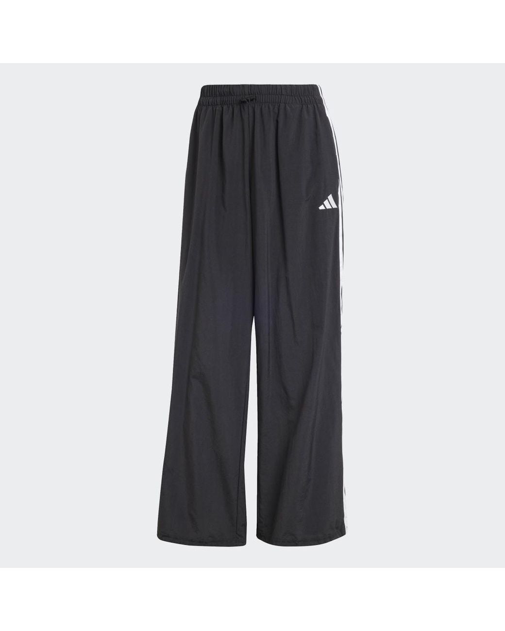 Adidas Black Essentials 3-Stripes Lifestyle Woven Parachute Tracksuit Bottoms