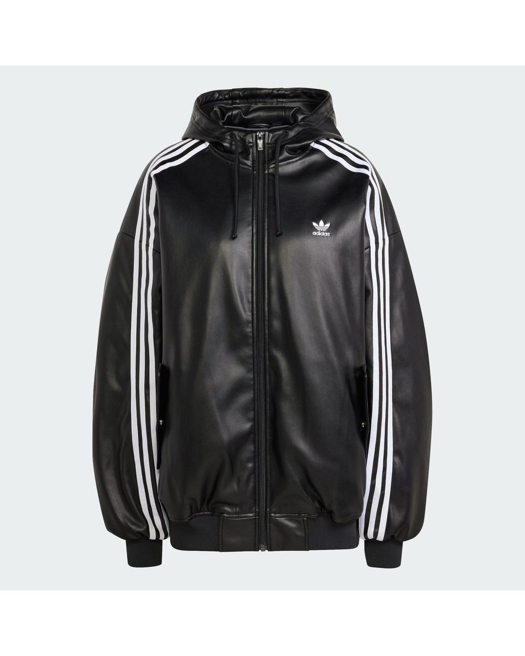 adidas Adilenium Oversized Faux Leather Jacket in Black Lyst UK