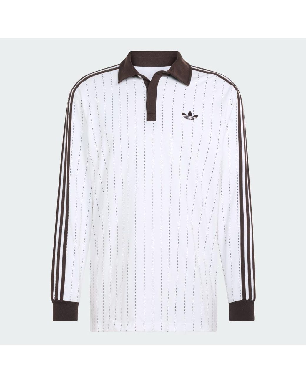 Adidas Originals White Pinstripes Longsleeve Polo Shirt for men