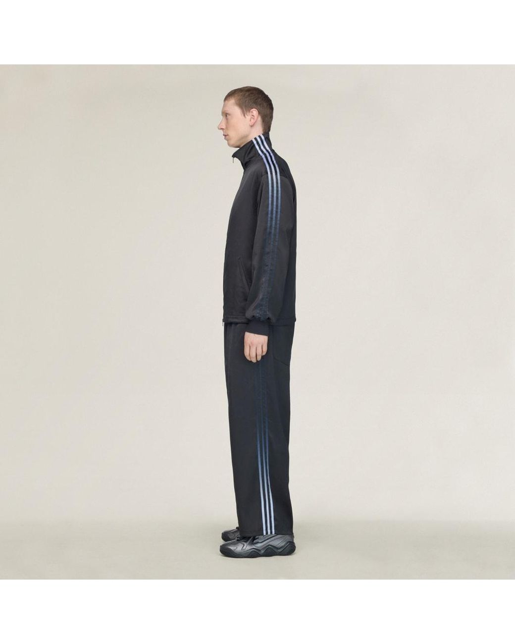 Adidas Blue Y-3 Satin Gradient 3 Stripes Track Pants