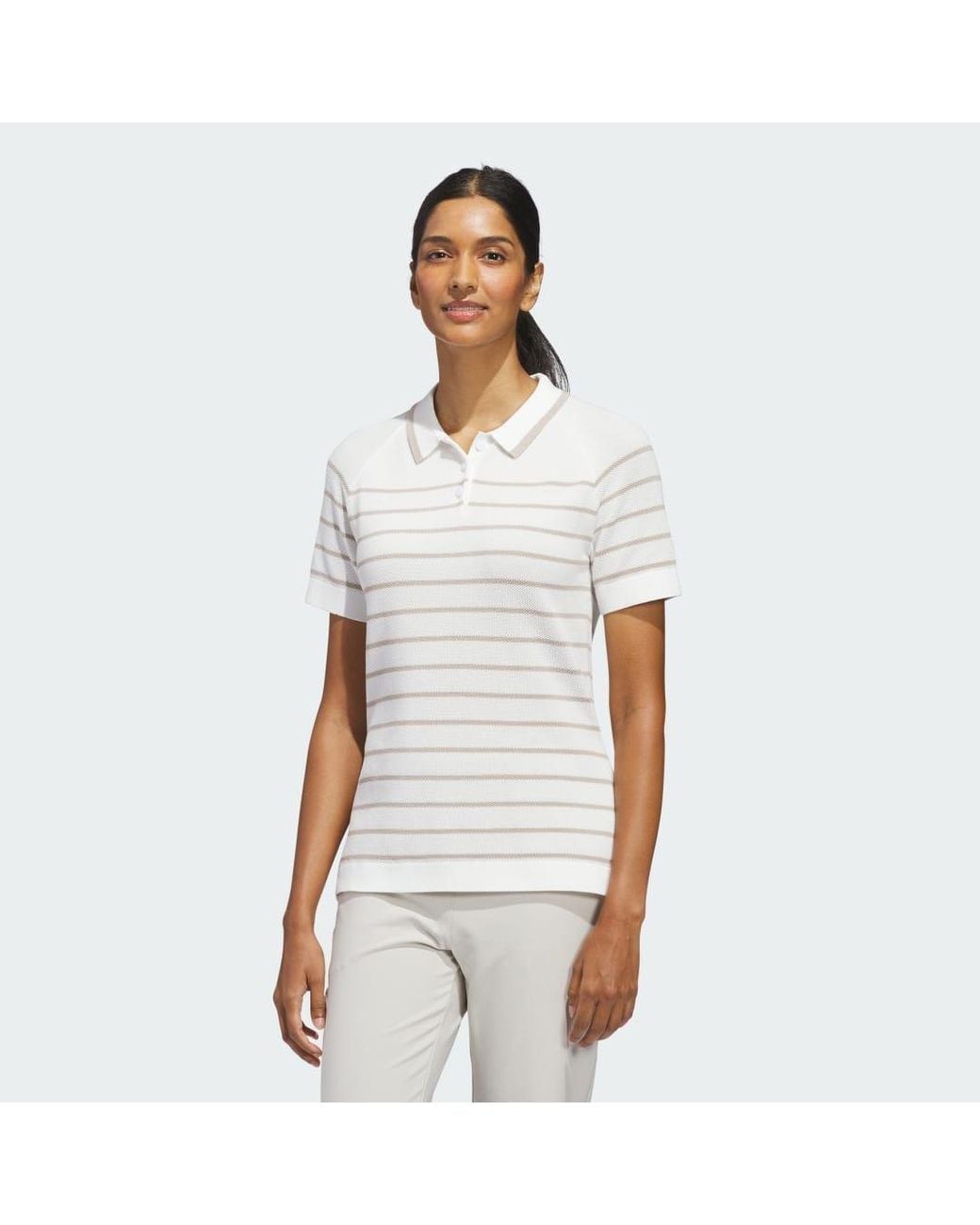 Adidas White Ultimate365+ Stripe Knit Polo