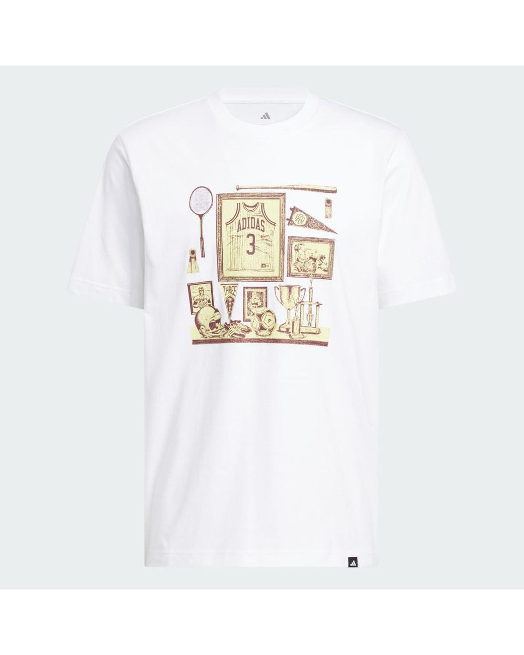 Adidas Originals White Sports Bar Memorabilia Graphic T-Shirt for men