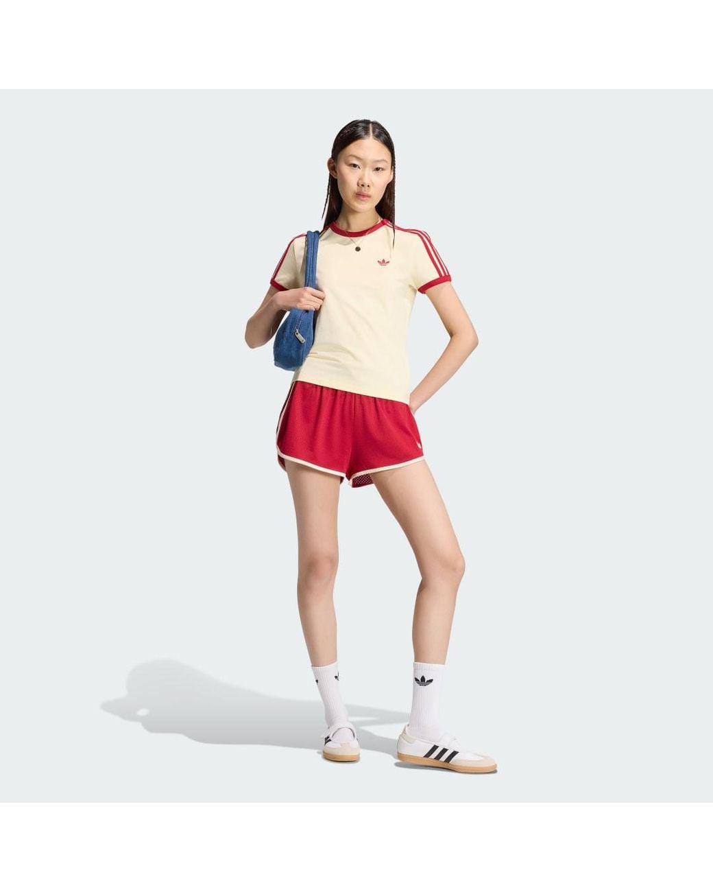 Adidas Red 3 Stripes Slim T-Shirt