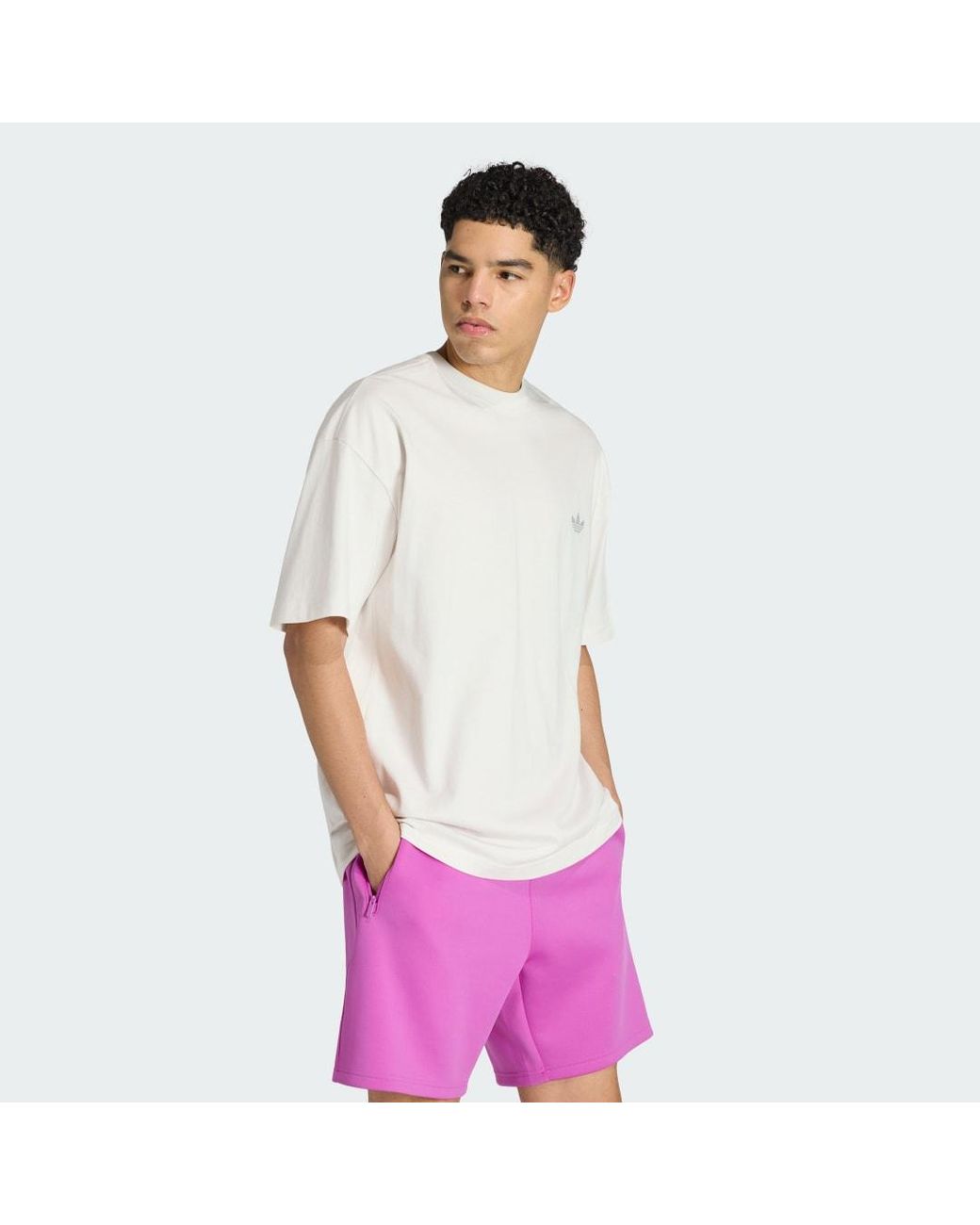 Adidas Purple Trefoil Essentials Spacer Loose T-Shirt for men