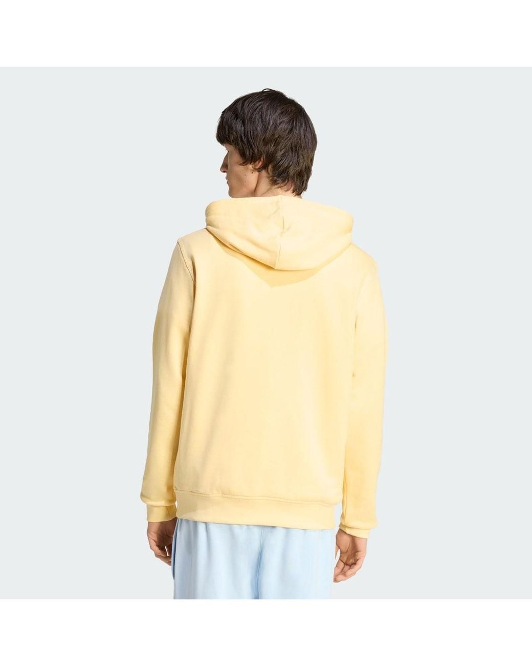 Adidas Yellow Trefoil Essentials Hoodie French Terry for men