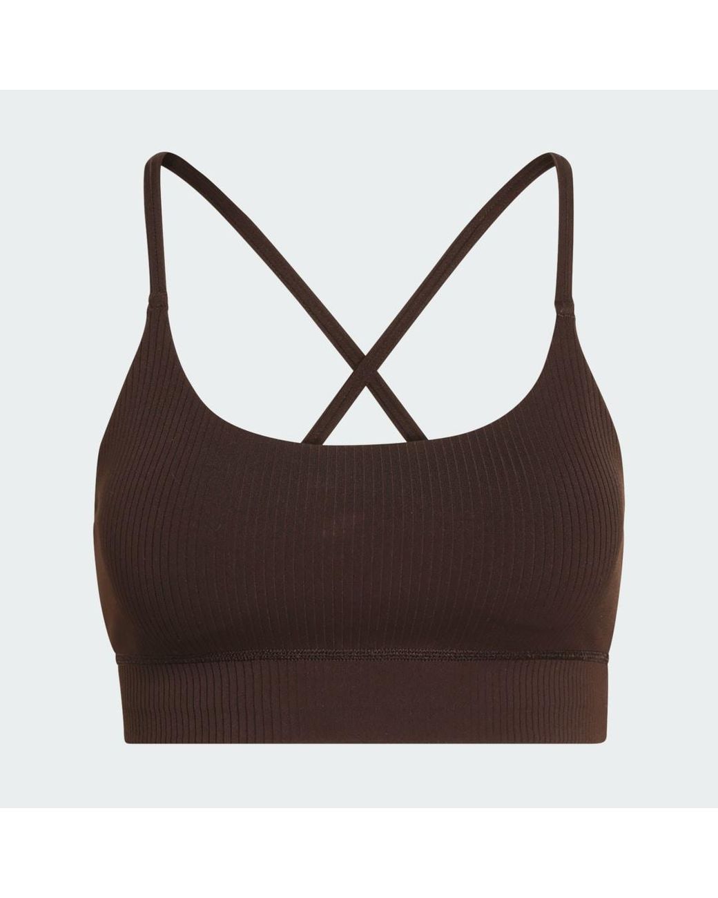 Adidas Brown All Me Light Support Rib Bra Long Line Bra