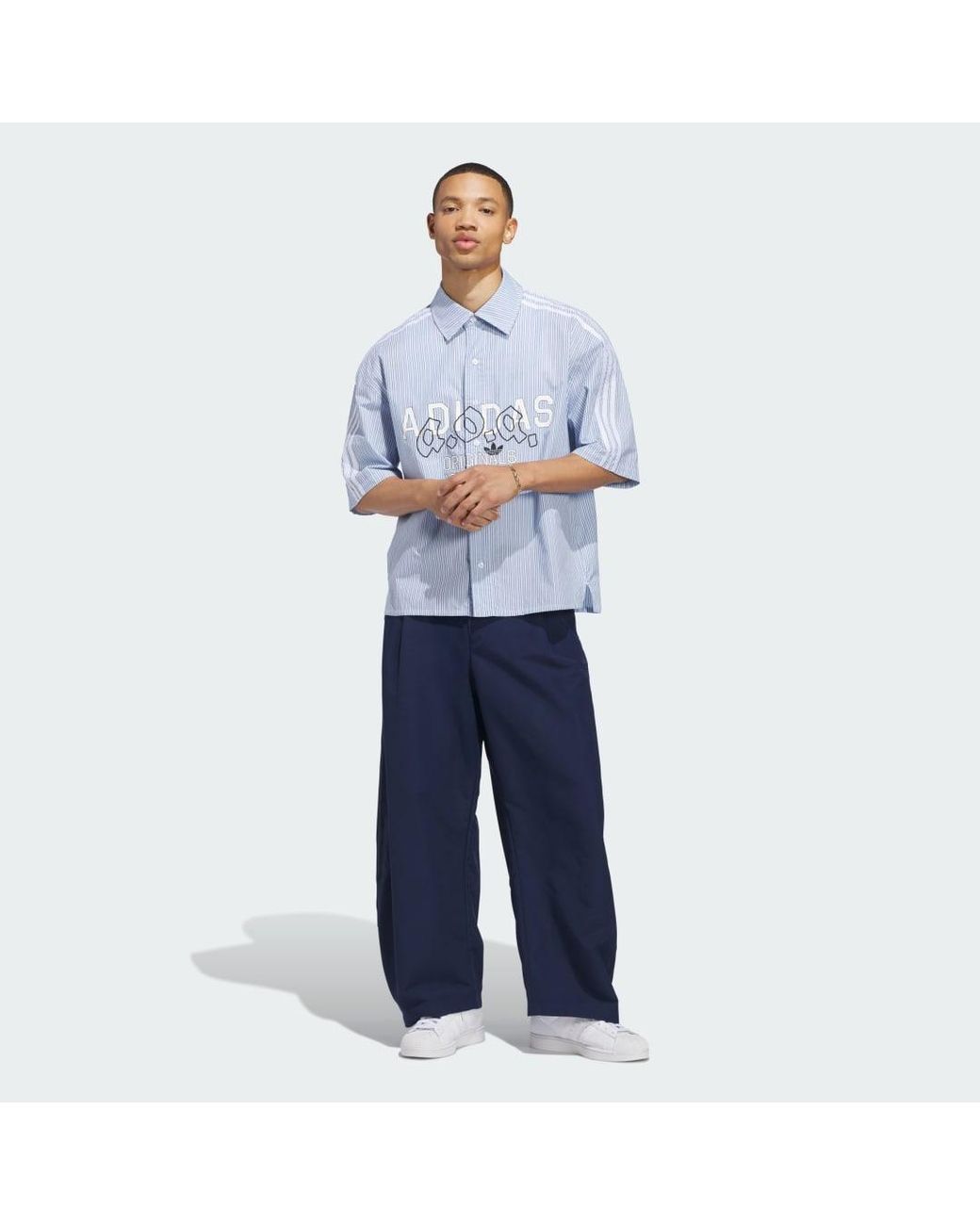 Adidas Blue Originals Woven Barrel Pant for men