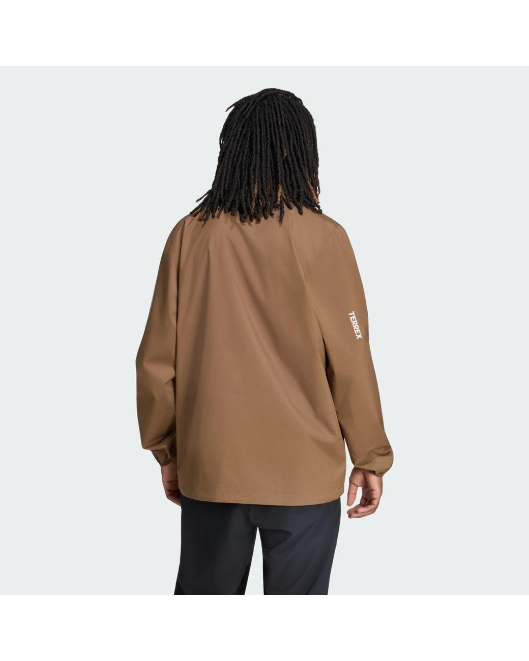 Adidas Brown Terrex Multi Essentials 2 Layer Rain Jacket for men
