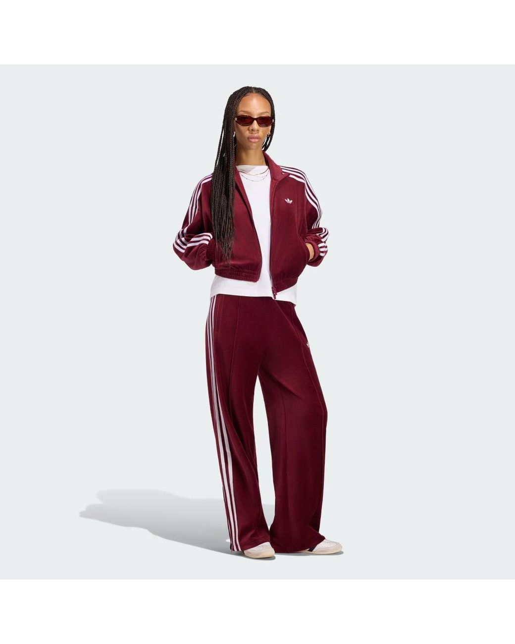 Adidas Red Pleated Velour Track Top