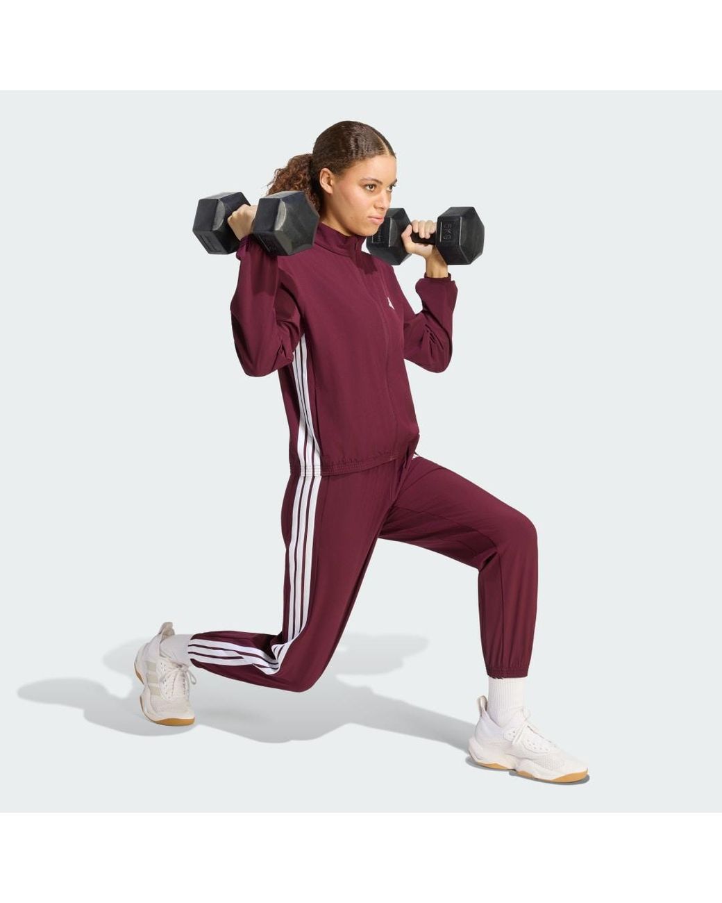 Adidas Red Train Essentials 3-Stripes Woven Warm-Up Jacket